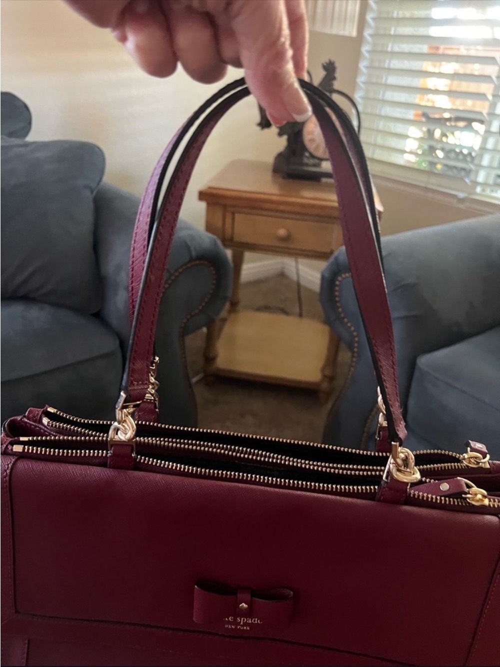 Kate Spade Hazel Court burgundy handbag and matching wallet set - Picture 10 of 15